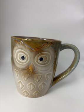 Elite Couture Owl Mug Greenish Blue 4"Dia